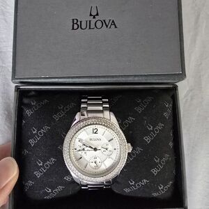 Bulova Silver Timepiece with Crystal Details